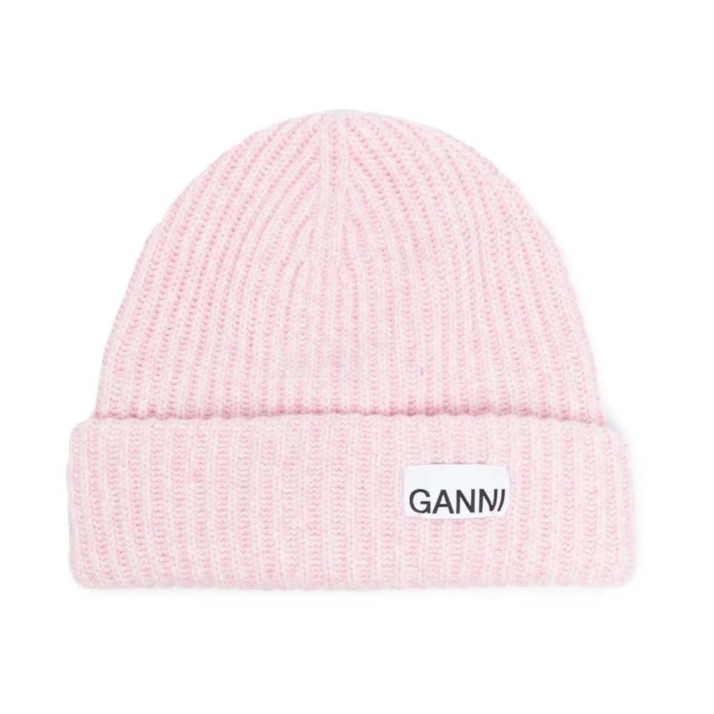 Ganni Soft Pink Knit Beanie